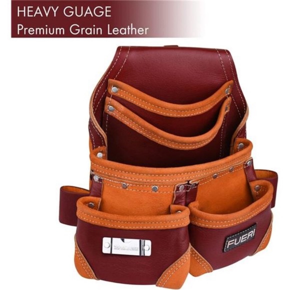 Leather Tool Pouch for Carpenters 5 Pocket Framers Belt Bag Kit | Heavy Duty Bag - Picture 2 of 8